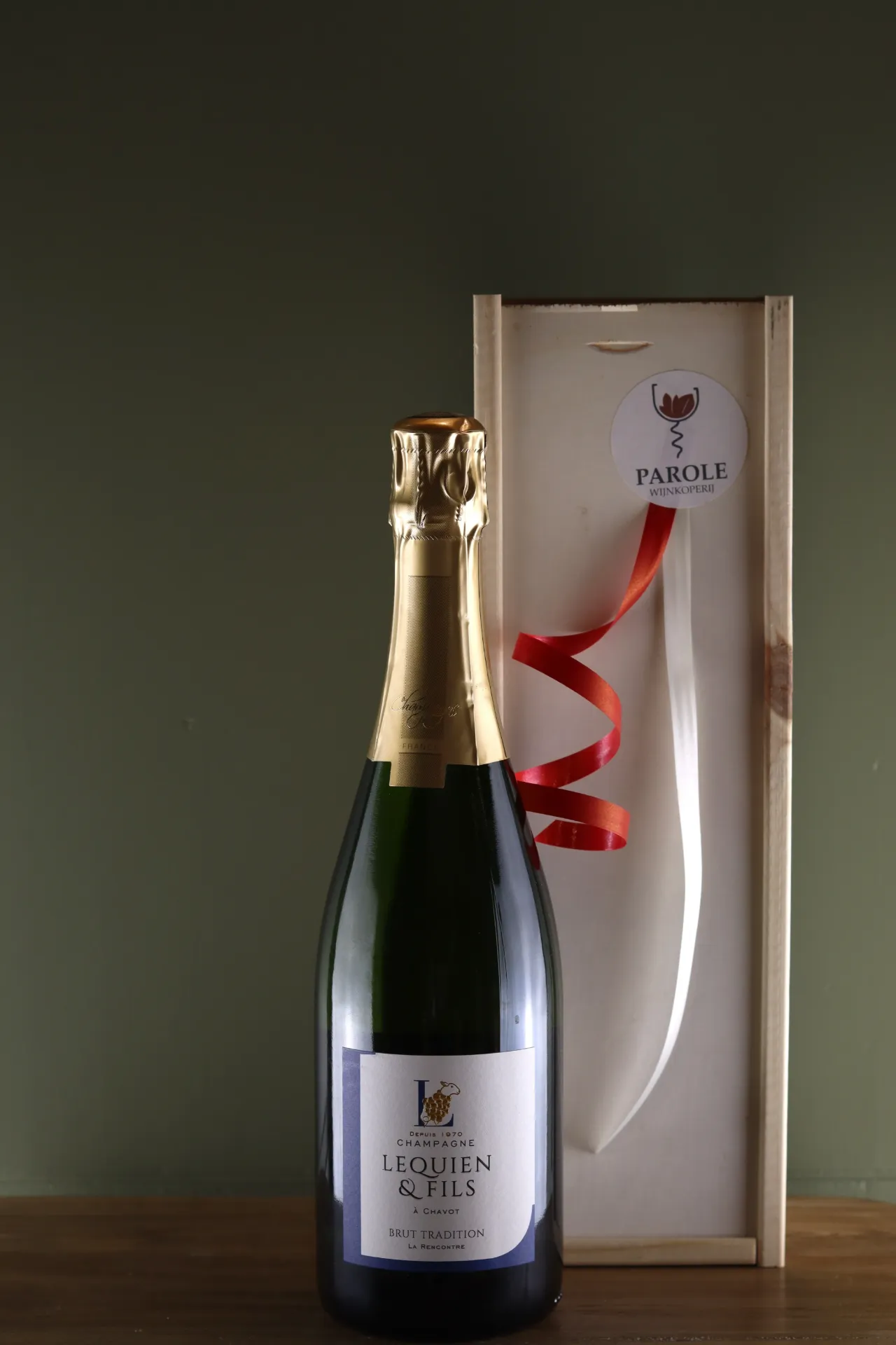 Champagne in luxe houten kist